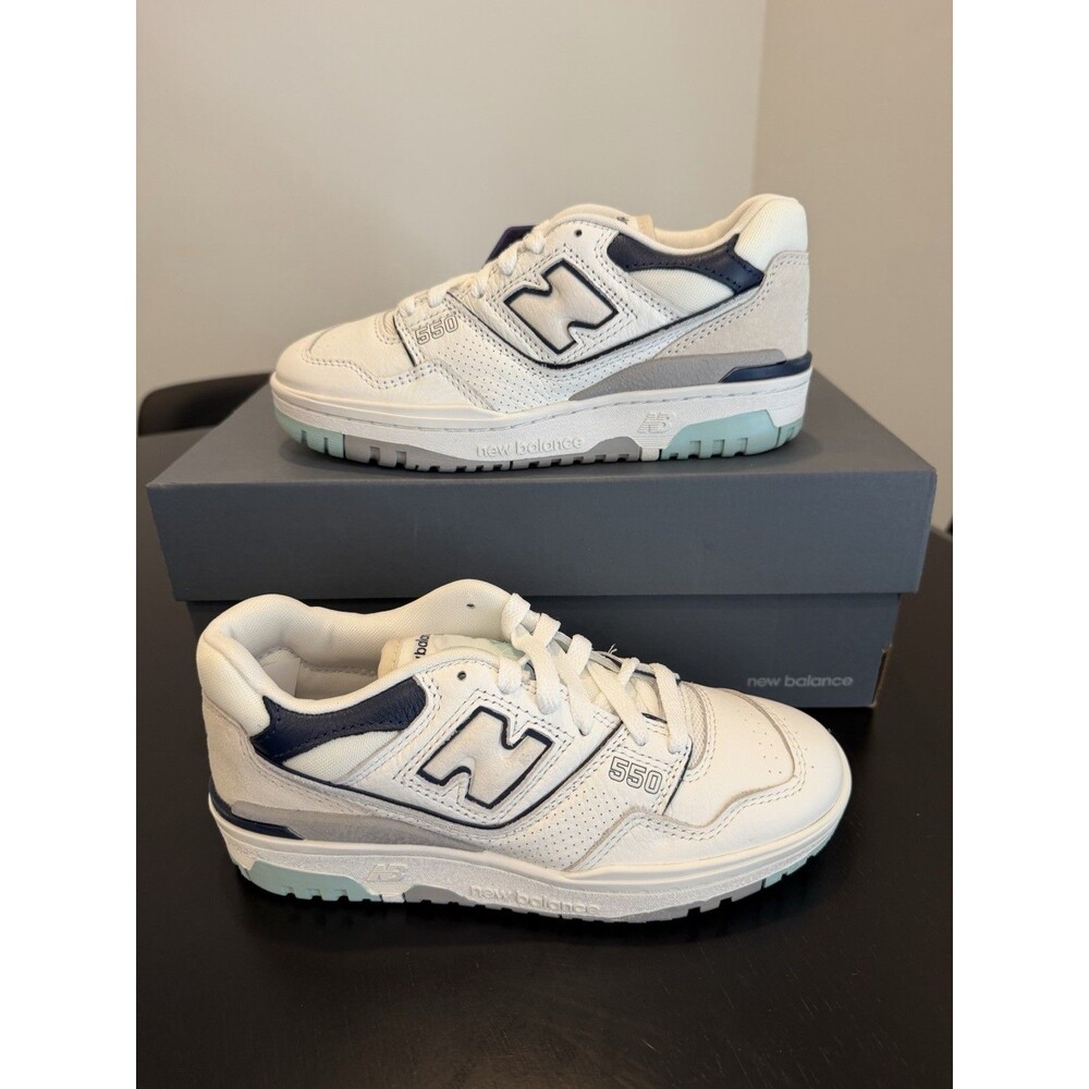 New Balance 550 Men's Trainers White Winter Fog Navy Size 4 Men’s BB550WCA NIB